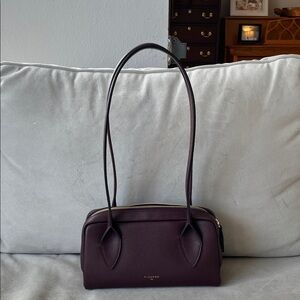 Fleuron Mini Bambou Leather Shoulder Bag in Prune